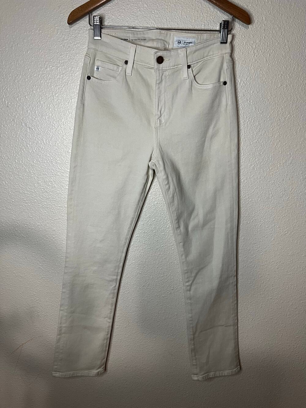 AG Adriano Goldschmied Cream Mari crop High Rise Slim Straight Jeans WOMENS 26